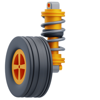 3D Car Suspension With Spring and Wheel png