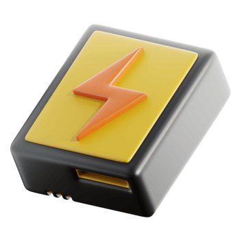 3D Modern Battery with Orange Lightning Symbol png