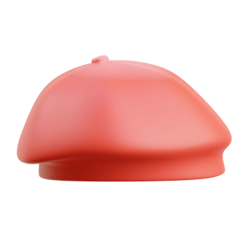 Red 3D French Beret Icon Paris Style png