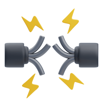 3D Broken Electrical Wires With Sparks png