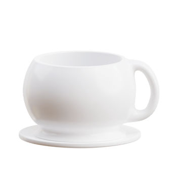 3D White Teacup On Saucer Render png
