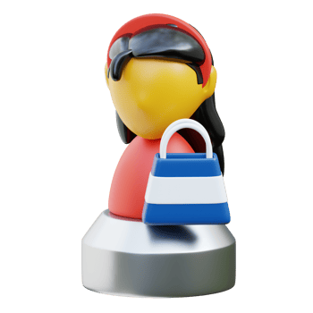 3D Shopper Figurine With Handbag png