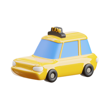 3D Cartoon Yellow Taxi Cab UK png