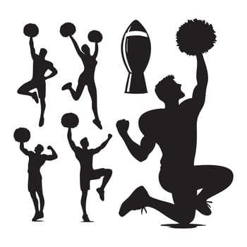Compilation of cheer silhouettes in front of a white background vector
