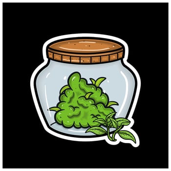 Tea Flavor and Herbal Leaf Inside Jar. For logo, label, packaging and product branding vector