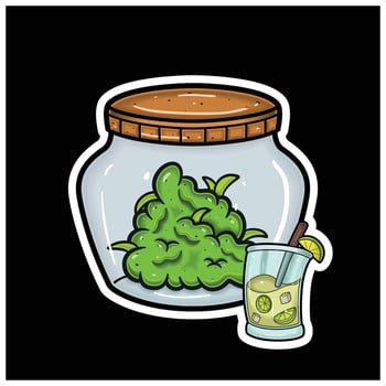 Mojito Flavor and Herbal Leaf Inside Jar. For logo, label, packaging and product branding vector