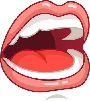 Cartoon illustration of an open mouth with the tongue sticking out, useful for topics such as oral hygiene and dental care vector