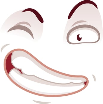 Mischievous face winks and smiles playfully, exuding joy and humor. Isolated on white, it adds whimsy to any project vector
