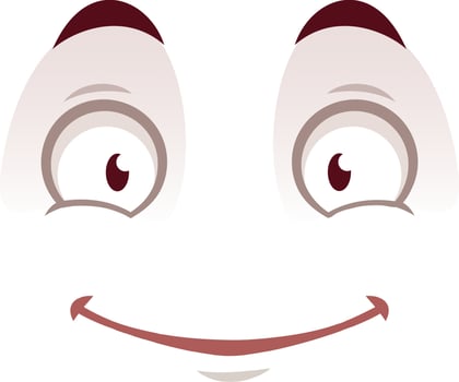 Cartoon face with wide opened eyes and a big smile showing excitement and happiness. Perfect for projects related to emotions vector