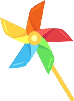 Colorful pinwheel spins playfully in the wind, adding joy and nostalgia to a summer day vector