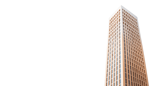 A tall modern office building, isolated on a transparent background. Ideal for architecture and urban themes. png