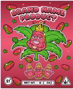Guava Fruit Strain In Herbal Leaf and Brand Name Product Packaging. For Product, Label, Business and Brand Product. Vectors Illustrations.