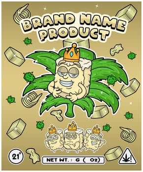 Margarine Strain In Herbal Leaf and Brand Name Product Packaging. For Product, Label, Business and Brand Product. Vectors Illustrations.
