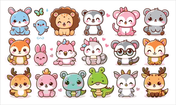 Cute animals set collection vector
