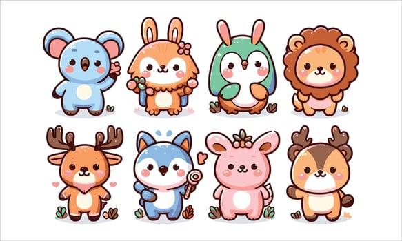 collection of animals illustration cute vector