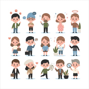 People in different poses, including a man and woman vector