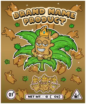 Ginger Strain In Herbal Leaf and Brand Name Product Packaging. For Product, Label, Business and Brand Product. Vectors Illustrations.