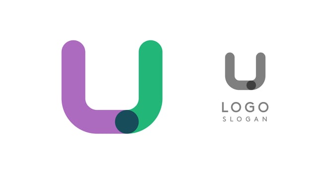 Soft rounded trendy logo, geometric colorful letter U with a modern tech feel, playful monogram design for corporate identity, creative branding, logotype template. logotype vector