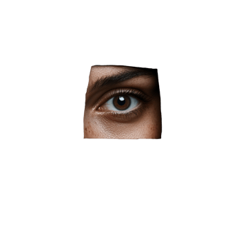 Close up of a brown eye with intense gaze isolated on transparent background png