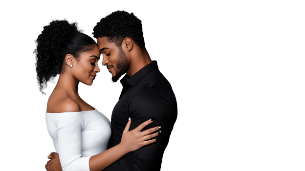 Romantic couple gazing at each other on transparent background png