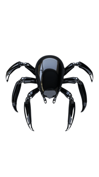 Black robotic spider design isolated on transparent background png