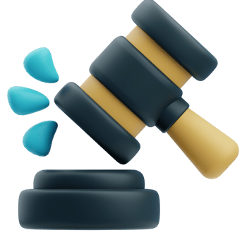 3D Justice Courtroom Gavel on Sound Block png