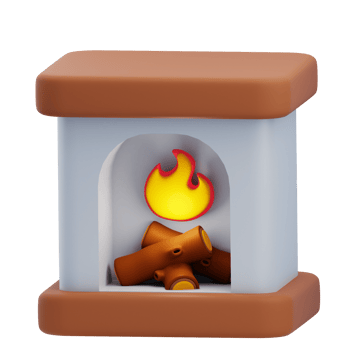 3D Cozy Indoor Fireplace Model png