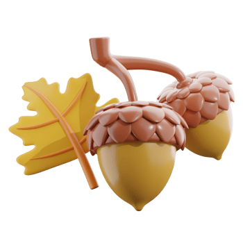 3D Autumn Acorns With Leaf png
