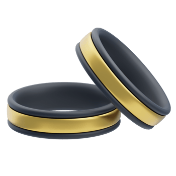 Stylish 3D Black And Gold Rings Design png