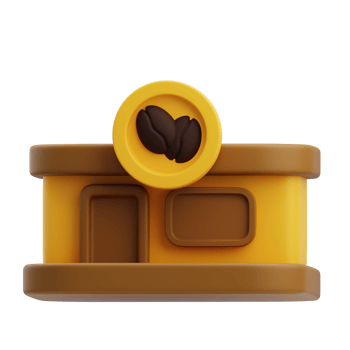 3D Coffee Shop Building Illustration png