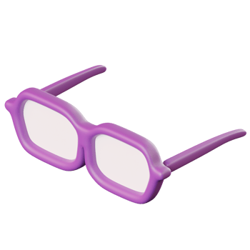 3D Purple Glasses for School Students png