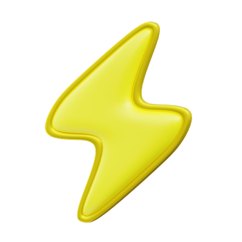 3D Yellow Lightning Bolt Game Asset png