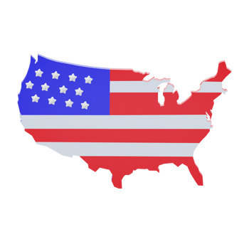 3D American Flag Shape Map USA png