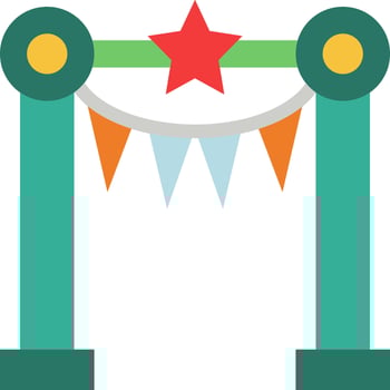 A green arch with a star on top vector