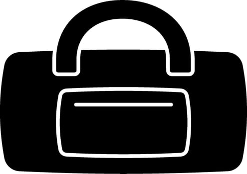 A black and white illustration of a bag vector