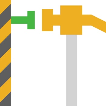 A yellow and green hose with a green arrow vector