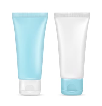 Cream tube. Blue plastic cosmetic container. Package design, blank mockup template. 3d illustration isolated on white background vector