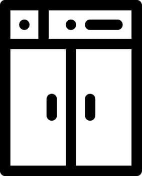 A black and white icon of a refrigerator vector