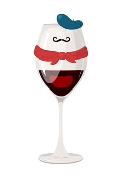 illustration of wine glass in french costume vector