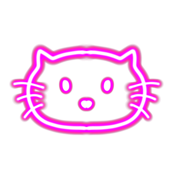 a neon pink cat face on a transparent background png