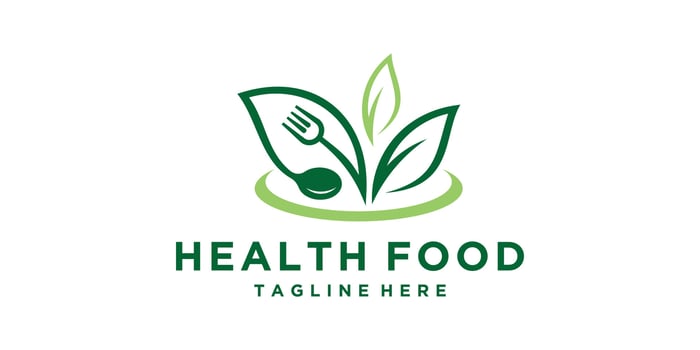 healthy food logo design, organic, herbal, green, logo design , icon, symbol, idea, creative. vector