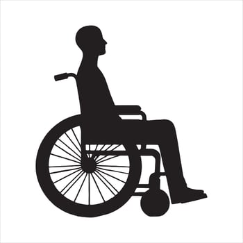 A silhouette of a man in a wheelchair vector