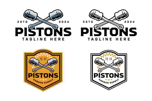 cylinder engine motorcycle vehicle crossed colorful logo design set for garage, automotive, motorcycle club engine piston motorbike crossed illustration outline badge logo template for racing sport vector