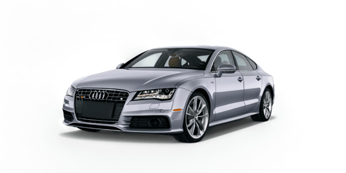 Silver luxury car with sleek design details side front view png