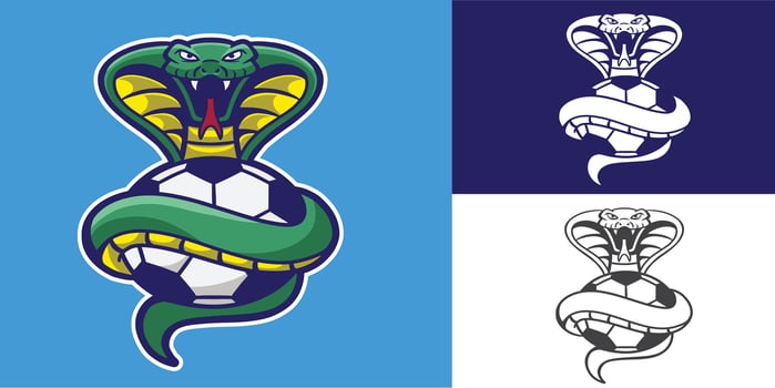 mascot snake with football good for logo, team logo, sport logo, sticker, etc vector