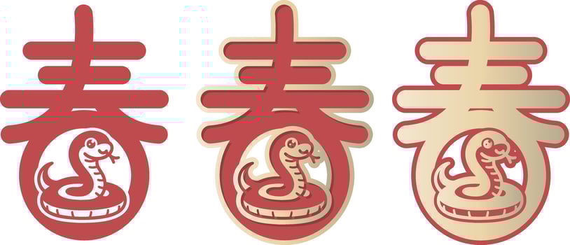 Chinese New Year Typographic Art Sprint. A Snake Symbol. Chinese Zodiac. vector