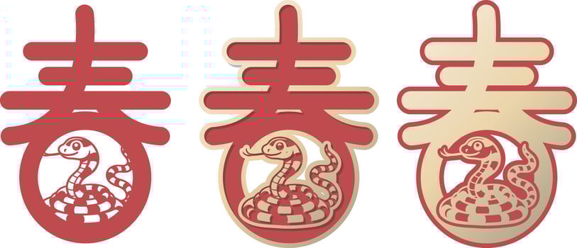 Chinese New Year Typographic Art Sprint with a Cute Snake Zodiac.. vector