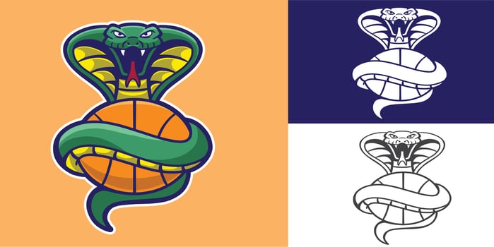 mascot snake with basketball good for logo, team logo, sport logo, sticker, etc vector