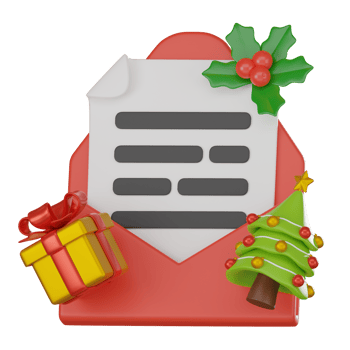 3D Render Christmas Invitation Letter Icon with Decoration theme festival for Holiday Scenes png