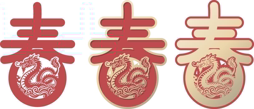 Chinese New Year Dragon Typographic Art Sprint. vector